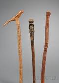 Three Carved and Painted Walking Sticks