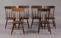 Set of Six Paintdecorated and Giltstenciled Side Chairs