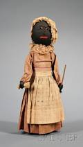 Folk Art Stuffed Cotton Black Doll