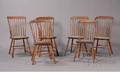 Set of Six Maple and Ash Stepdown Bambooturned Windsor Dining Chairs