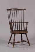 Brownpainted Knucklearm Highback Windsor Armchair
