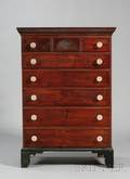 Chippendale Maple Fancarved Tall Chest of Six Drawers