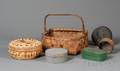 Two Baskets Three Covered Boxes and a Sieve