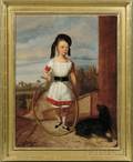 AngloAmerican School 19th Century Portrait of a Boy with His Hoop and Dog