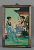 Chinese School 19th Century Two Ladies in a Courtyard