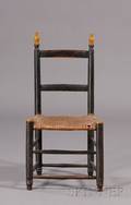 Black and Yellowpainted Slatback Side Chair