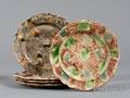 Five Assorted Whieldontype Creamware Dinner Plates