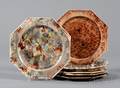 Six Assorted Octagonal Whieldontype Creamware Plates