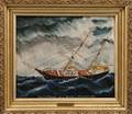 American School 19th Century Portrait of the Brigantine Amy A Lane in a Hurricane February 5 1880