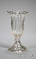 Colorless Sandwich Pressed Glass Tulip Vase