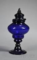 Cobalt Blue Covered Blown Glass Jar