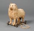 Early Steiff Blonde Mohair Dog on Wheels