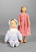 Two Small Carved Wood Dolls