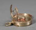 Silvered Brass Pocket Sundial and Compass