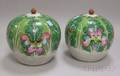Pair of Chinese Export Porcelain Cabbage Leaf Pattern Ginger Jars