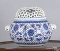 Chinese export blue and white porcelain flower holder late 19th c