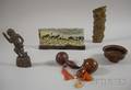 Six Wood and Bone Asian Scholars Stone and Other Items