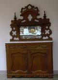 Victorian White Marbletop Carved Walnut Mirrored Server