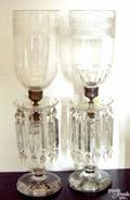 Pair of AngloIrish colorless glass hurricane girondoles ca 1820