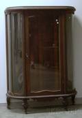 Early 20th Century Carved Oak Dshaped China Cabinet