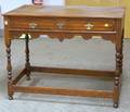 William  Mary Style Inlaid Oak Side Table with Long Drawer