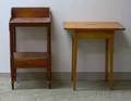 Stained Pine Washstand and a Federal Pine Breadboardtop Maple and Tiger Maple Table