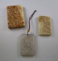 Three Rectangular Carved Jade Pendants