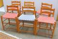 Set of Six Contemporary Shakerstyle Maple Slatback Side Chairs with Woven Tape Seats