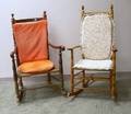 Redpainted Carved Maple Slatback Armrocker and a Maple Ladderback Armrocker