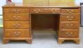 Kittinger Georgianstyle Walnut Burl Veneer Flattop Doublepedestal Desk