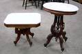 Two Victorian White Marbletop Carved Walnut Stands