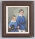 Pastel double portrait of 2 young boys 19th c