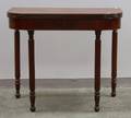 Late Federal Mahogany and Mahogany Veneer Dshaped Card Table with Reeded Legs