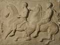 Two PP Caproni and Brother Painted Cast Plaster Greek Parthenon Relief Panels