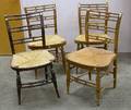 Four Windsor Paint Decorated Fancy Side Chairs with Bamboo Turnings