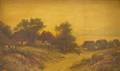 Framed 19th20th Century Continental School Oil on Panel Sonnenuntergang Sunset