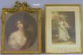 Lot of Five 19th Century English and Continental Mezzotints and Handcolored Engraving Portraits
