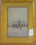 Framed Watercolor on Paper of the Piazza San Marco in front of the Doges Palace Attributed to Camillo Bortoluzzi Italian 186