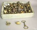 Large group of brass door knobs and bales 18th19th c