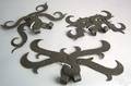 Four pair of Pennsylvania wrought iron rams horn hinges late 18th c