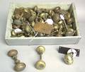 Large group of brass door latch knobs 18th19th c