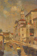 Framed Continental School Oil on Canvas Venetian View