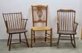 Windsor Stepdown Armrocker and Rodback Armchair and a Country Chippendale Maple Side Chair