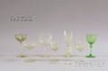 Set of Thirtyseven Colorless and Green Etched Fern Decorated Glass Stemware