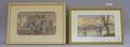 Lot of Five Framed and Unframed Japanese Woodblock Prints and Watercolors on Silk