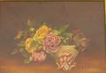 Framed American School Oil on Canvas Still Life with Roses