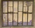Framed Watercolor on Paper View Through Window to the Harbor by Ruth Rolston Stevenson American b 1897