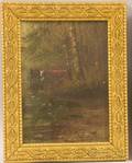 Lot of Two Landscapes Attributed to John Noble Barlow American 18611917 A Stream in Autumn