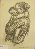 Framed Collotype on Paper of a Mother and Child After Kthe Kollwitz German 18671945
