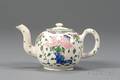 Staffordshire Enameled White Saltglazed Stoneware Teapot and Cover